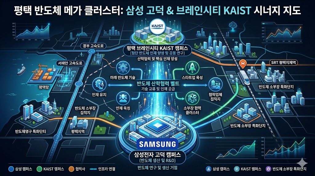 삼성 평택캠퍼스와 브레인시티, KAIST 평택캠퍼스 위치 지도